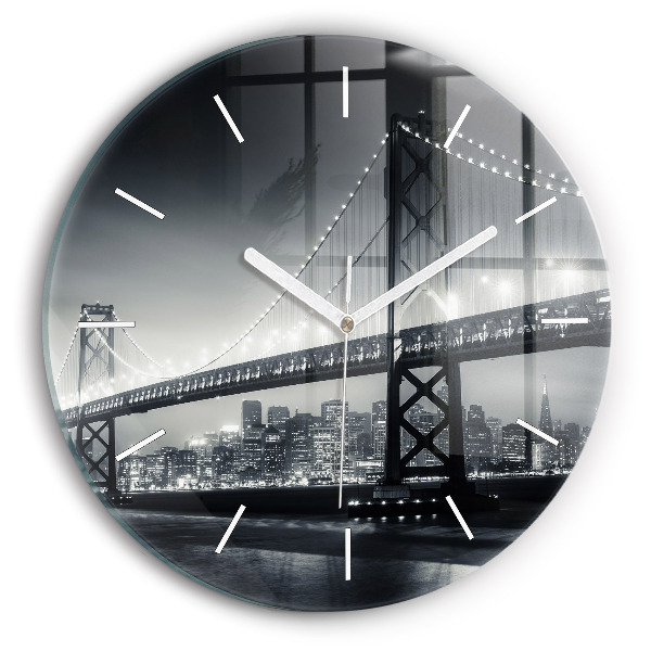 Pendule murale ronde Pont de San Francisco la nuit