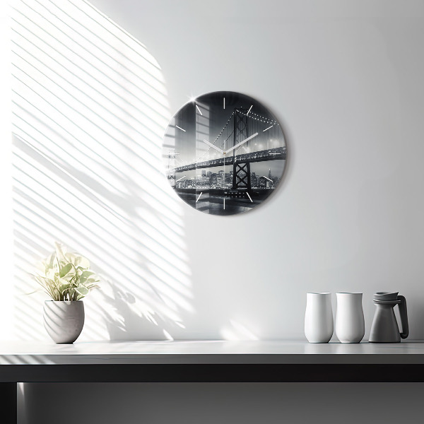 Pendule murale ronde Pont de San Francisco la nuit