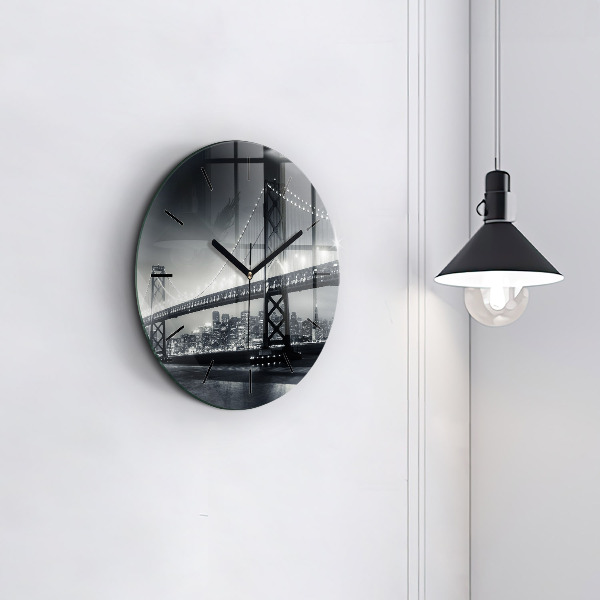 Pendule murale ronde Pont de San Francisco la nuit