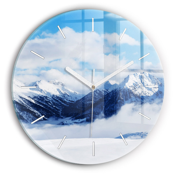Horloge ronde panorama de montagne