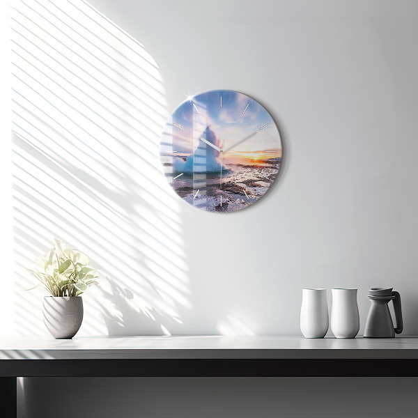 Horloge ronde 'Geyser sur l''île d''Islande'