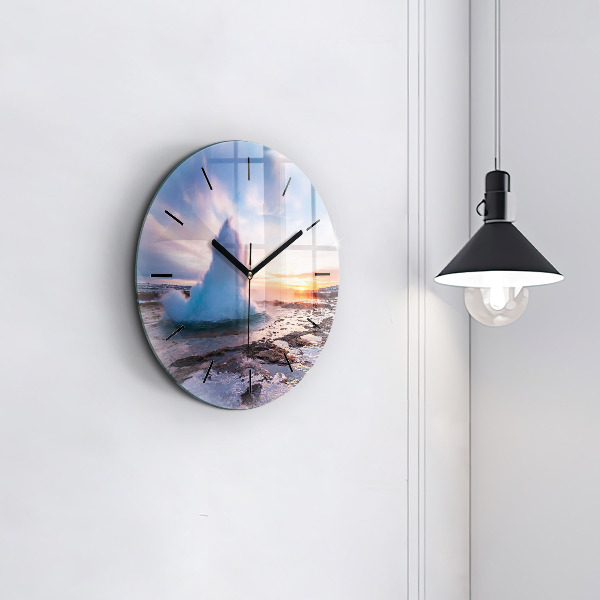 Horloge ronde 'Geyser sur l''île d''Islande'