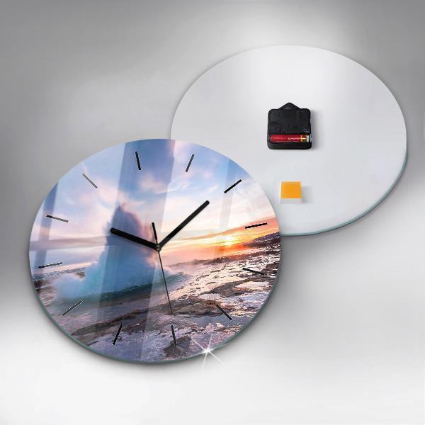 Horloge ronde 'Geyser sur l''île d''Islande'