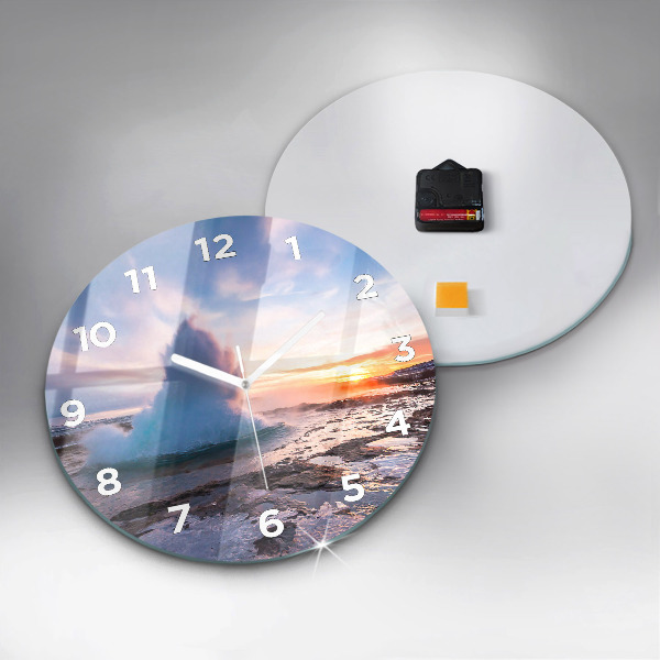 Horloge ronde 'Geyser sur l''île d''Islande'