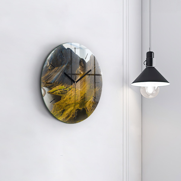 Pendule murale ronde Route en Islande