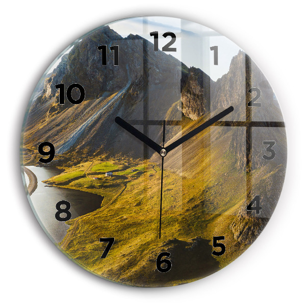 Pendule murale ronde Route en Islande