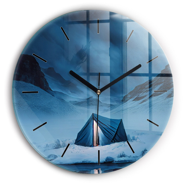 Horloge ronde 'Tente dans les montagnes d''Islande'