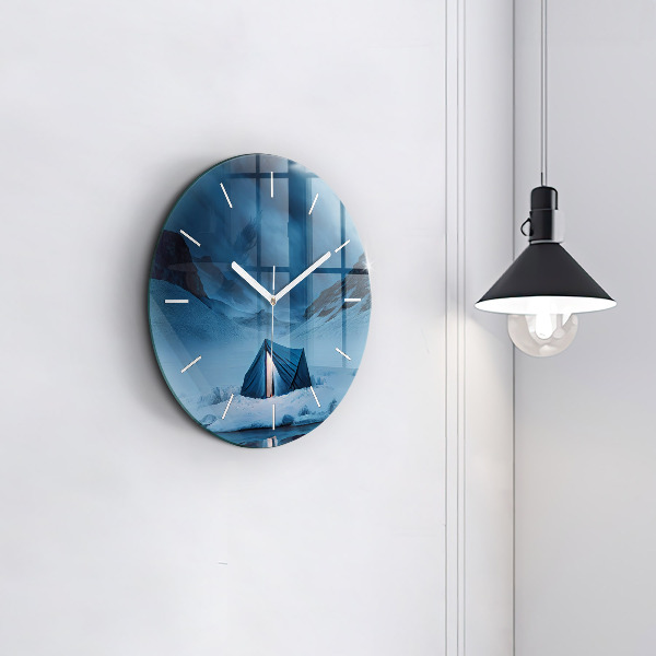 Horloge ronde 'Tente dans les montagnes d''Islande'