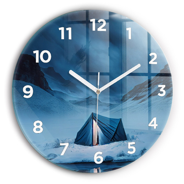 Horloge ronde 'Tente dans les montagnes d''Islande'