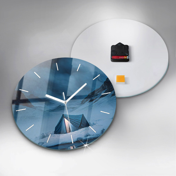 Horloge ronde 'Tente dans les montagnes d''Islande'