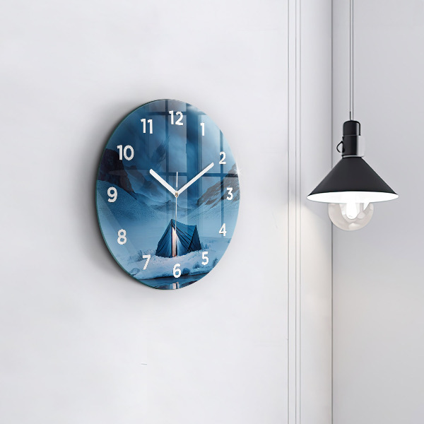 Horloge ronde 'Tente dans les montagnes d''Islande'
