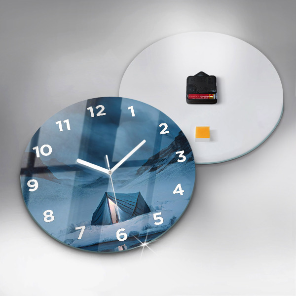 Horloge ronde 'Tente dans les montagnes d''Islande'