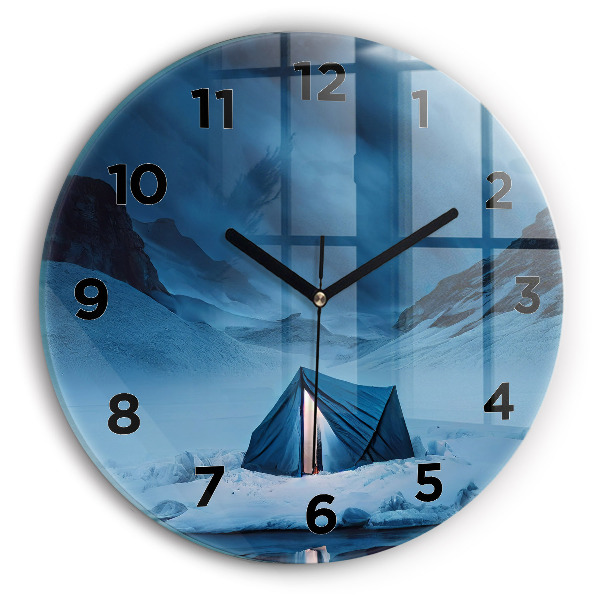 Horloge ronde 'Tente dans les montagnes d''Islande'