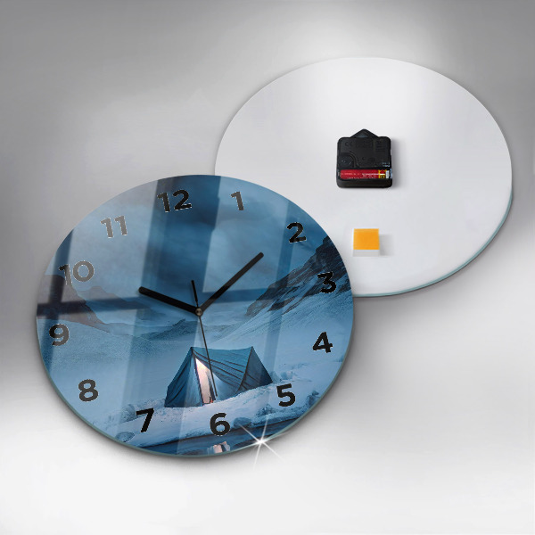Horloge ronde 'Tente dans les montagnes d''Islande'