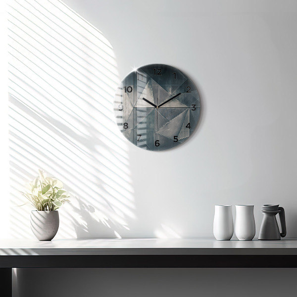 Horloge ronde Triangles abstraits en métal