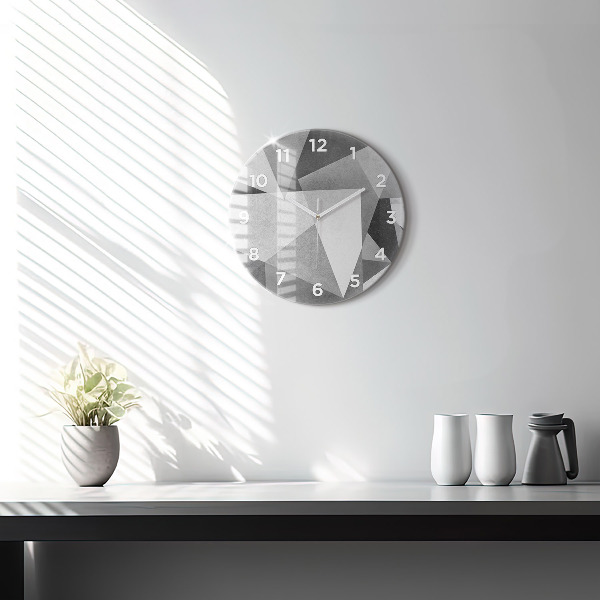 Pendule murale ronde Abstraction géométrique grise