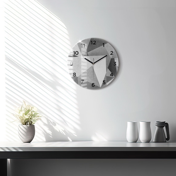 Pendule murale ronde Abstraction géométrique grise