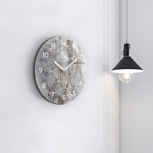 Pendule murale ronde Marbre granit gris