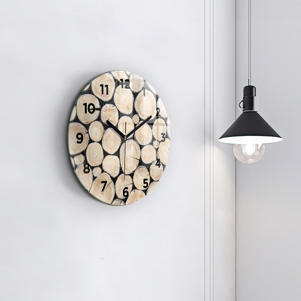 Horloge ronde 'Couper les souches d''arbres'