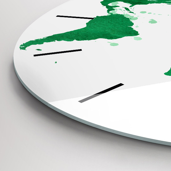 Horloge ronde Carte du monde verte