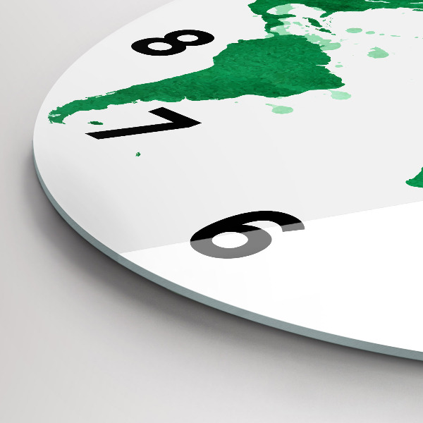 Horloge ronde Carte du monde verte