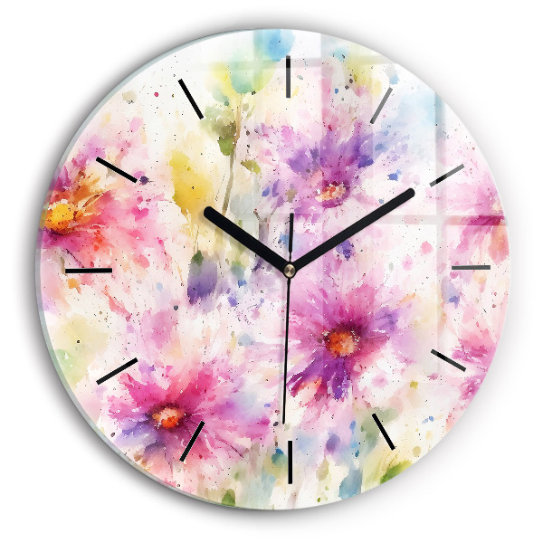 Horloge ronde Fleurs peintes