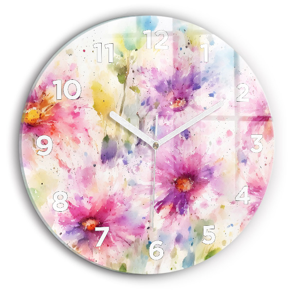 Horloge ronde Fleurs peintes