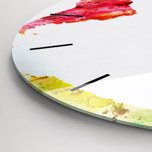 Horloge ronde 'Carte du monde à l''aquarelle'