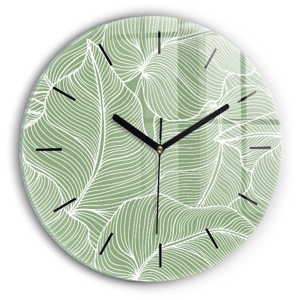 Horloge ronde Motif de feuilles naturelles