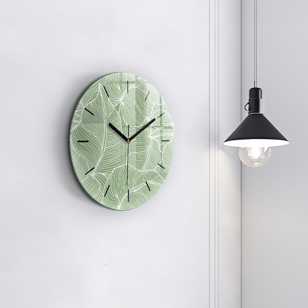 Horloge ronde Motif de feuilles naturelles
