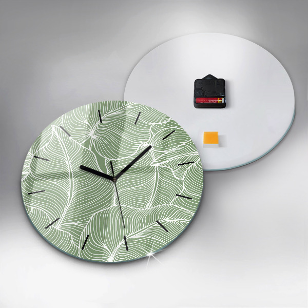 Horloge ronde Motif de feuilles naturelles