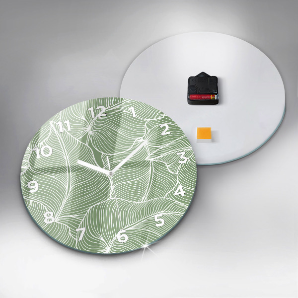 Horloge ronde Motif de feuilles naturelles