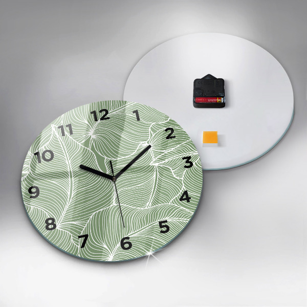 Horloge ronde Motif de feuilles naturelles