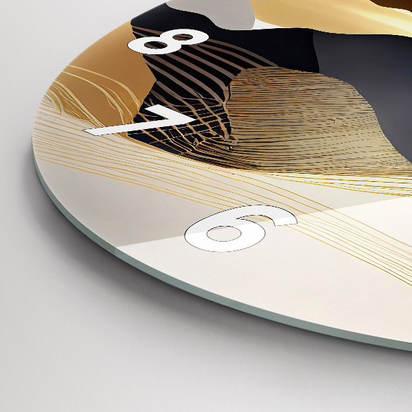 Horloge ronde Montagnes dorées abstraites