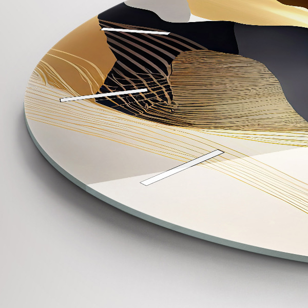 Horloge ronde Montagnes dorées abstraites