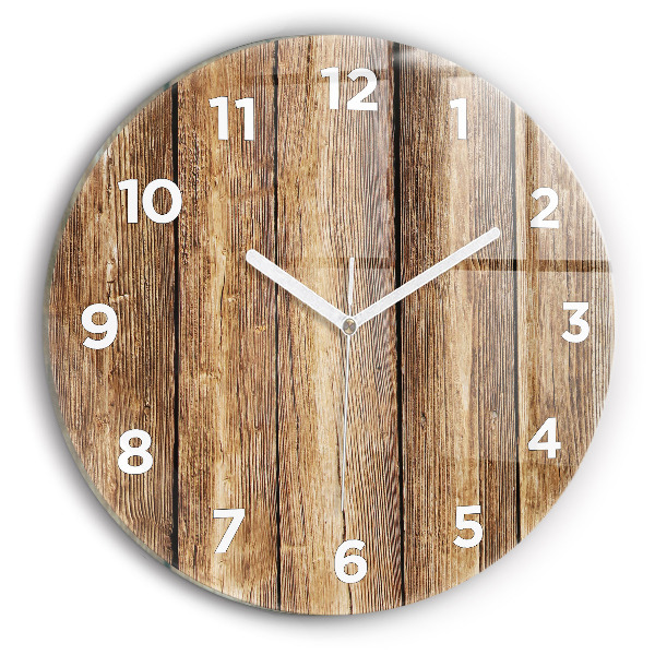 Horloge ronde planches de bois