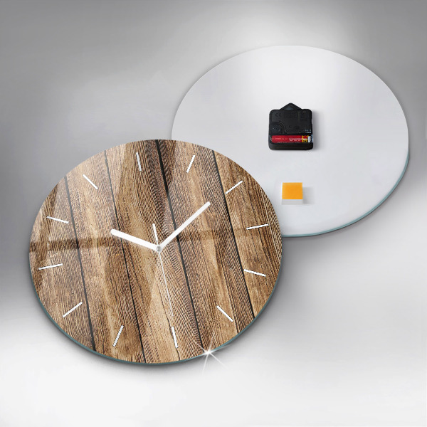 Horloge ronde planches de bois