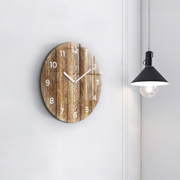 Horloge ronde planches de bois