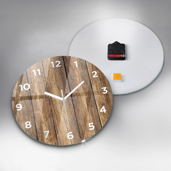 Horloge ronde planches de bois