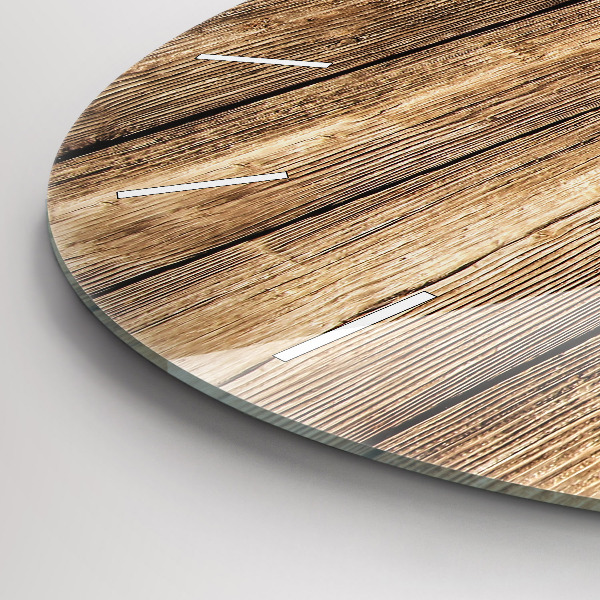 Horloge ronde planches de bois