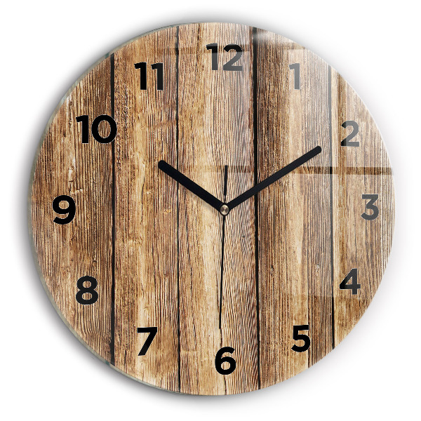 Horloge ronde planches de bois