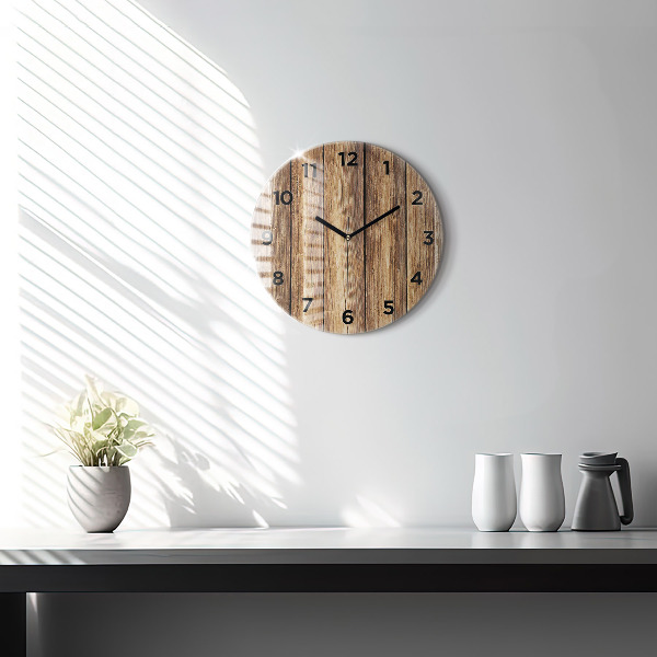 Horloge ronde planches de bois