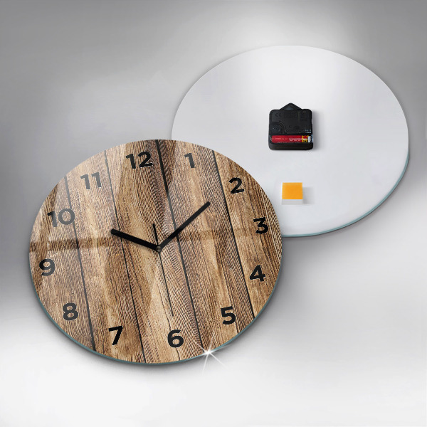 Horloge ronde planches de bois