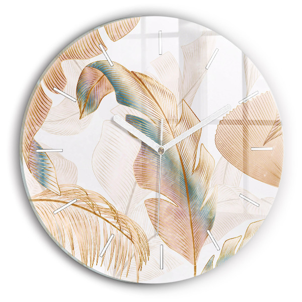 Horloge ronde Motif de feuille naturelle