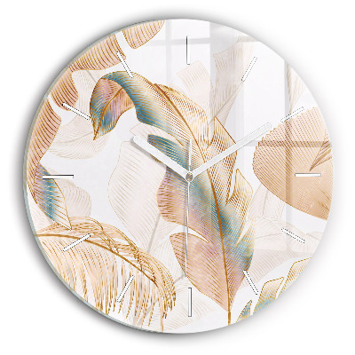 Horloge ronde Motif de feuille naturelle