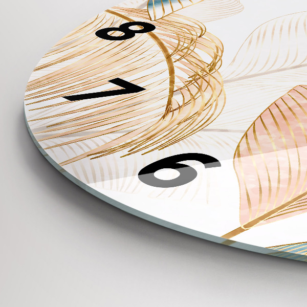 Horloge ronde Motif de feuille naturelle
