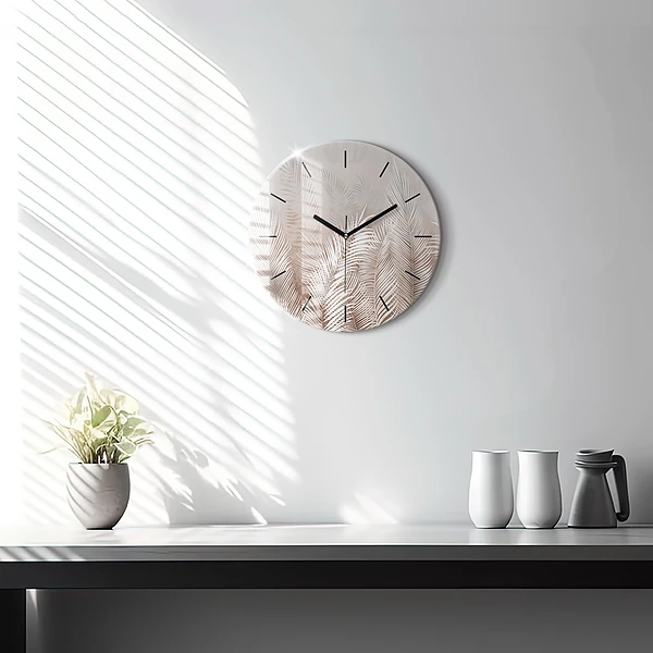 Horloge ronde Feuilles tropicales bohèmes