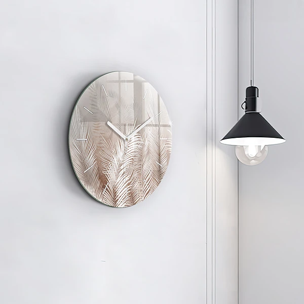 Horloge ronde Feuilles tropicales bohèmes