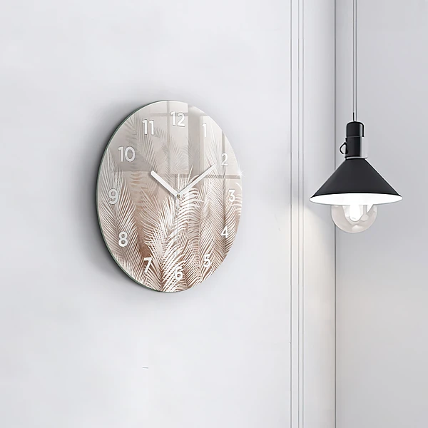 Horloge ronde Feuilles tropicales bohèmes