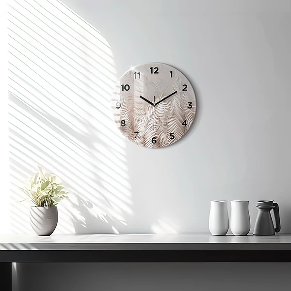 Horloge ronde Feuilles tropicales bohèmes